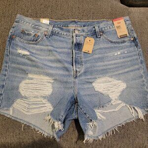Levi's 501 High Rise Distressed Demin Shorts Size 20W